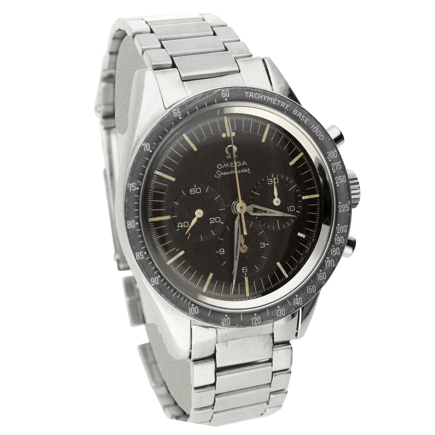 Stainless steel, reference 2998-1 Speedmaster chronograph wristwatch. Made 1960