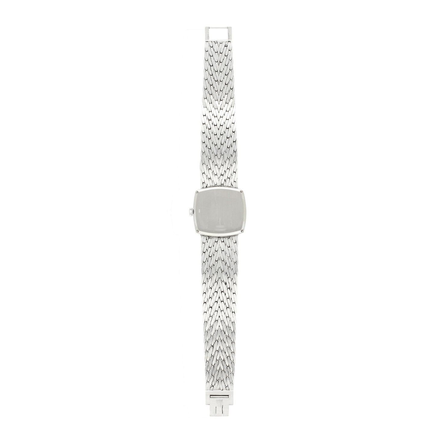 18ct white gold and diamond set, reference 9545 'cushion cased' bracelet watch. Made 1970s