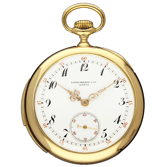 18ct yellow gold open face minute repeating pocket watch. Made 1905