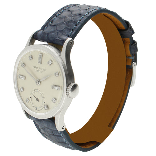 Platinum Patek Philippe, reference 96 Calatrava wristwatch. Made 1949