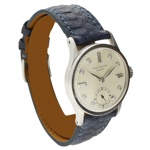 Platinum Patek Philippe, reference 96 Calatrava wristwatch. Made 1949