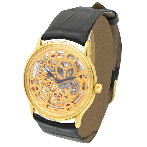18ct yellow gold 'Squelette' wristwatch. Made 1990