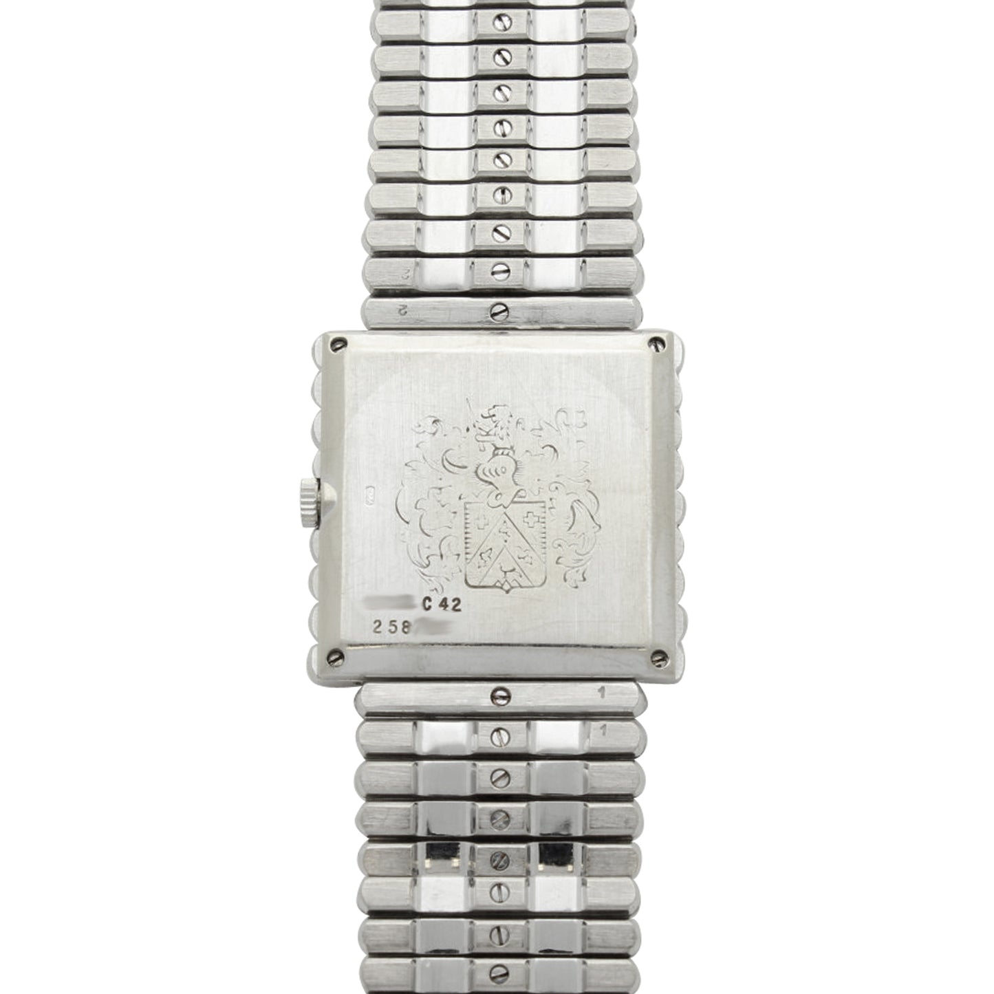 18ct white gold and Lapis Lazuli set bracelet watch. Made 1970's