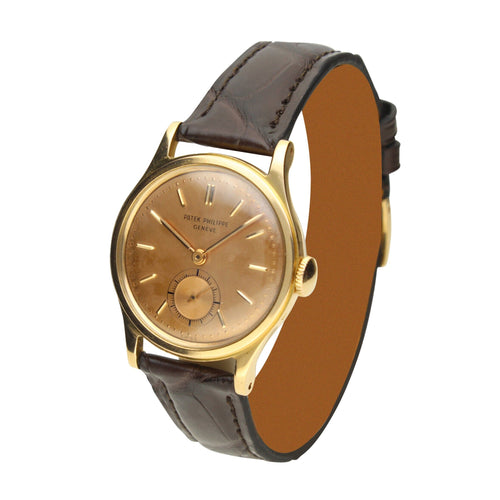 18ct rose gold Patek Philippe, reference 2451 Calatrava wristwatch. Made 1952