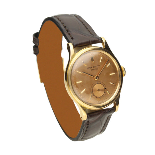 18ct rose gold Patek Philippe, reference 2451 Calatrava wristwatch. Made 1952