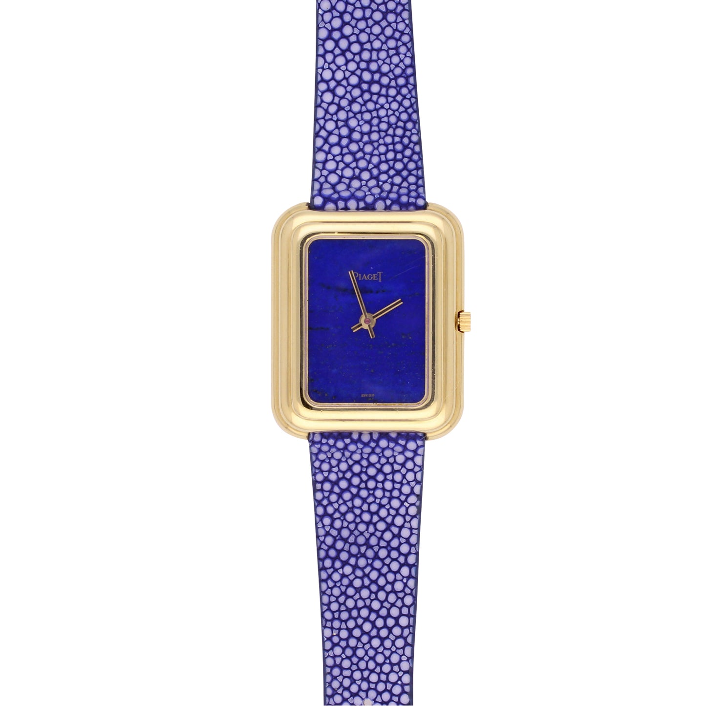 18ct yellow gold Piaget, reference 1401/1 BETA 21 wristwatch with lapis lazuli dial. Made 1972