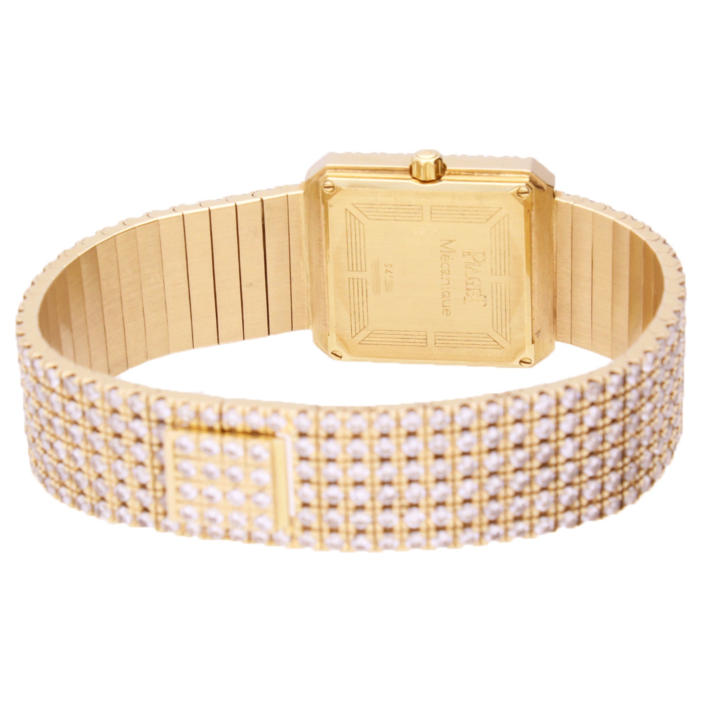 18ct yellow gold Piaget diamond set bracelet watch. Made 1990