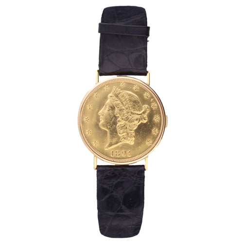 22ct/18ct yellow gold $20 coin wristwatch. Made 1975