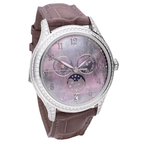 18ct white gold Patek Philippe ref. 4948G-001 automatic annual calendar wristwatch with Mother of Pearl dial. Made 2015