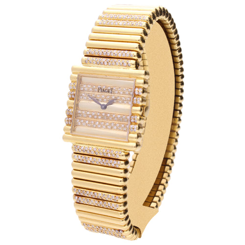 18ct yellow gold Piaget, diamond set bracelet watch. Made 1970