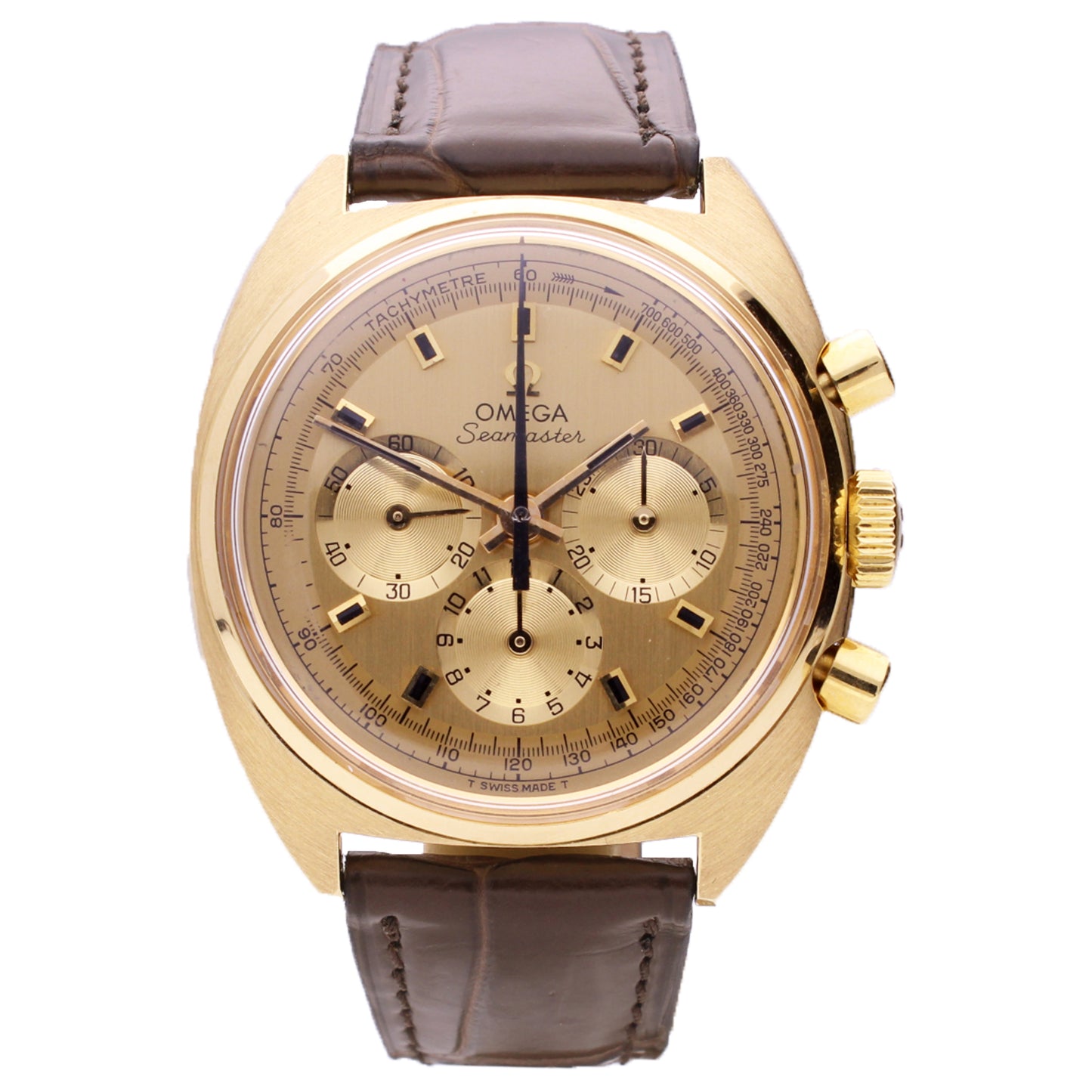 18ct yellow gold OMEGA Seamaster chronograph wristwatch. Made 1969