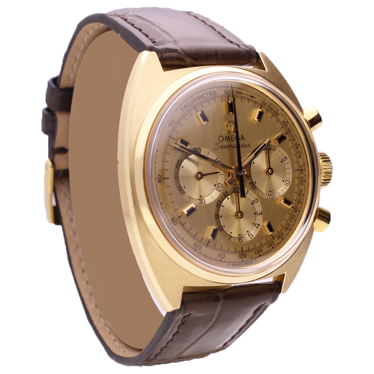18ct yellow gold OMEGA Seamaster chronograph wristwatch. Made 1969
