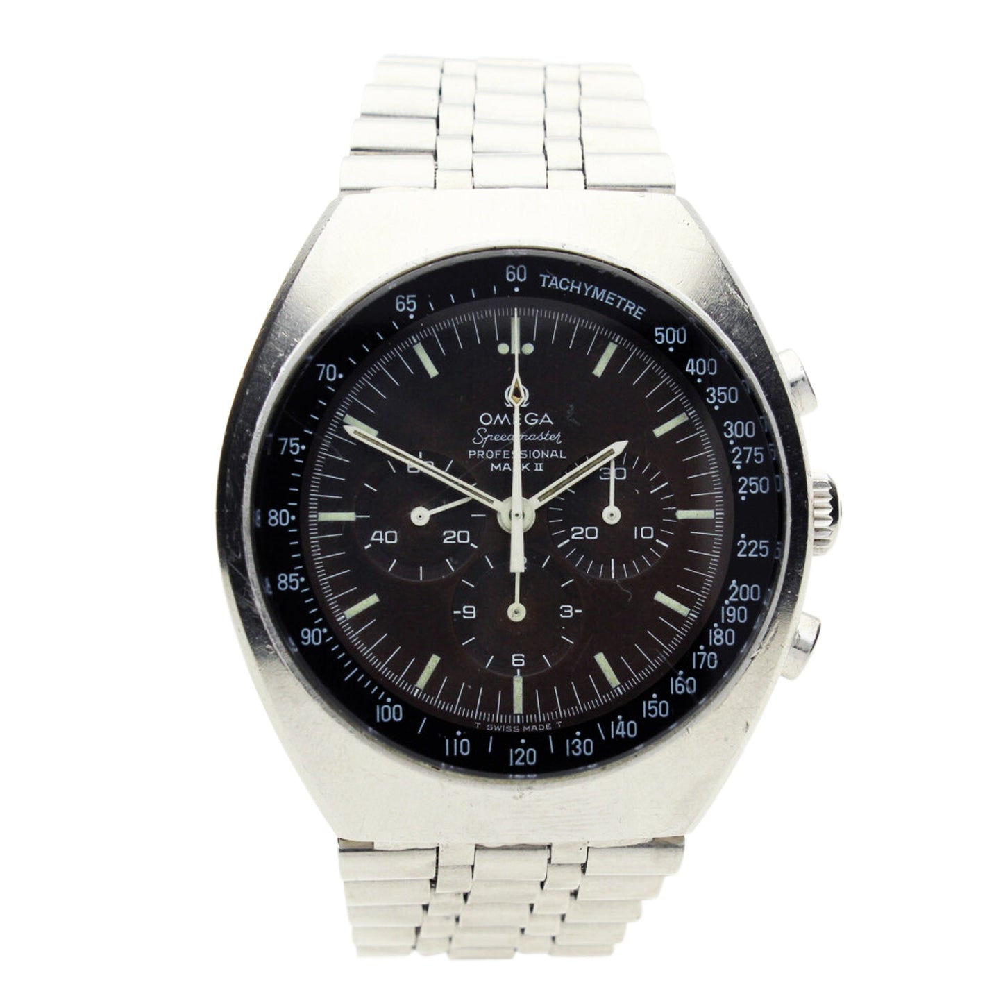 Stainless steel Speedmaster Mark II chronograph bracelet watch. Made 1970