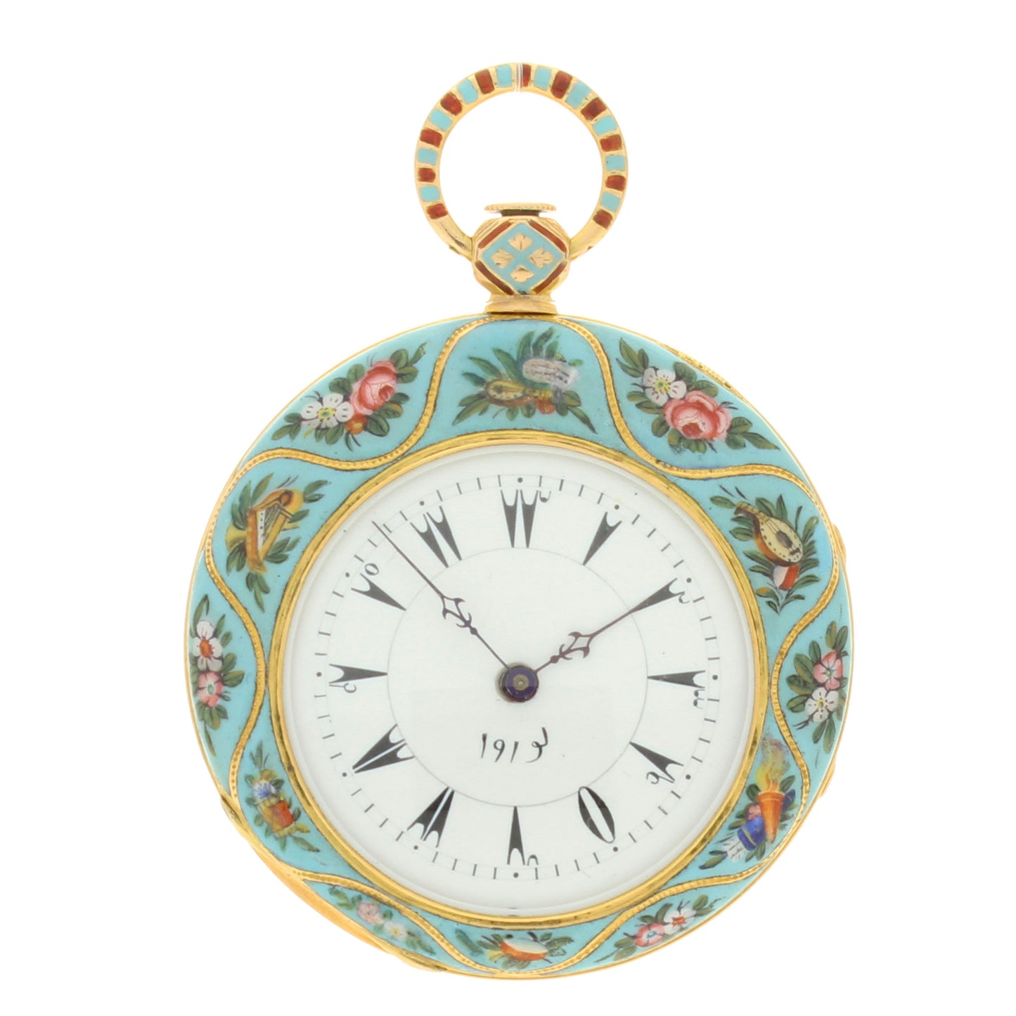 18ct yellow gold and enamel set open face pocket watch, made for the Turkish Market. Made 1840's