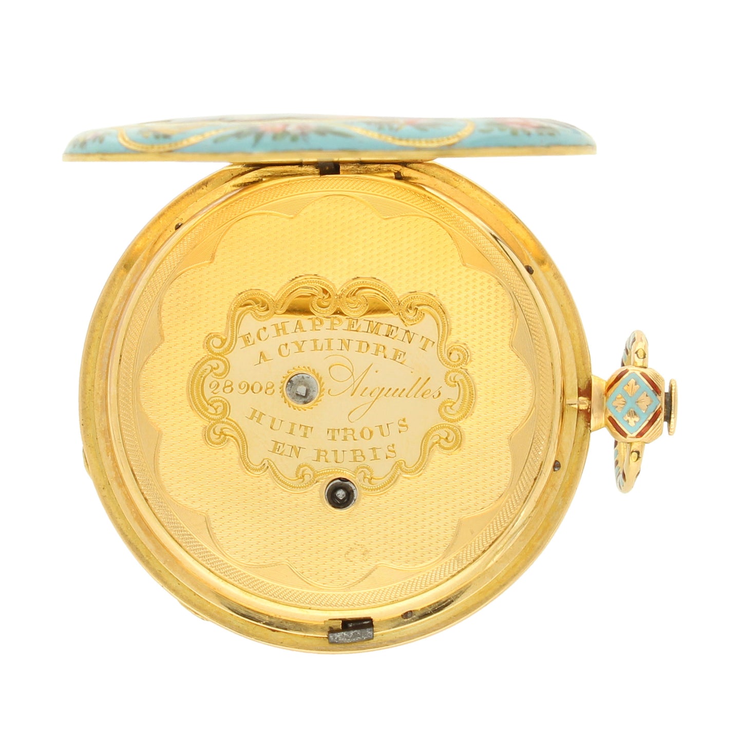 18ct yellow gold and enamel set open face pocket watch, made for the Turkish Market. Made 1840's