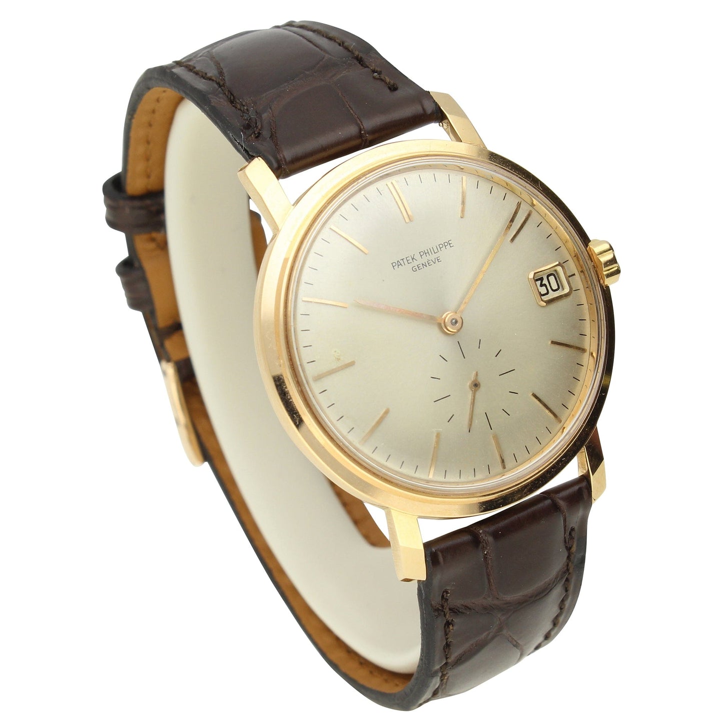 18ct rose gold Patek Philippe, reference 3445 Calatrava automatic wristwatch. Made 1962