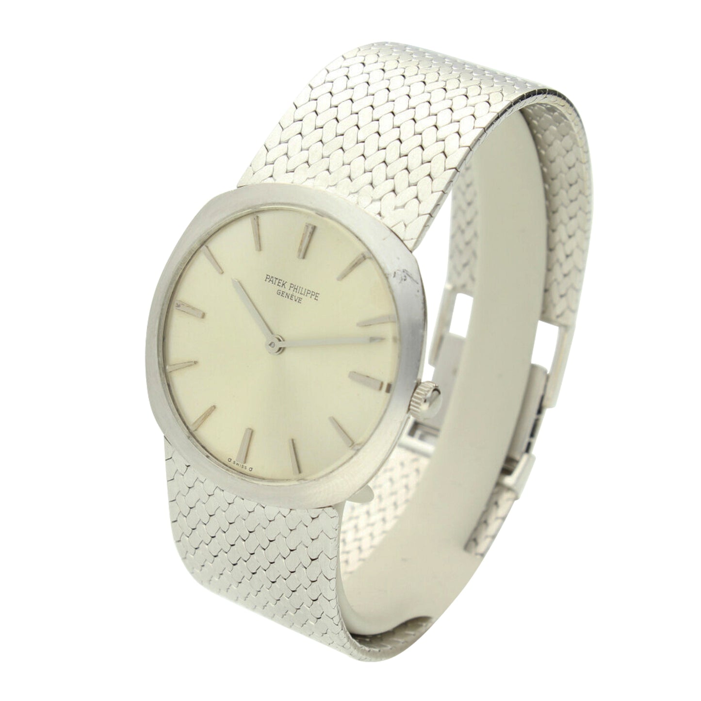 18ct white gold Patek Philippe, reference 3544 "Montro Ellipse" bracelet watch. Made 1970