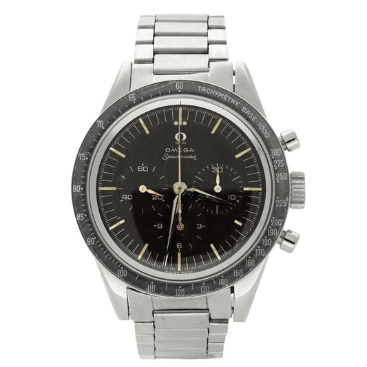Stainless steel, reference 2998-1 Speedmaster chronograph wristwatch. Made 1960