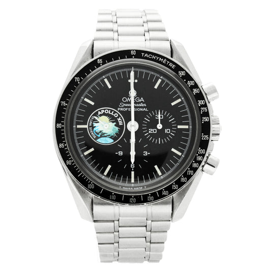 Stainless steel Speedmaster Professional 25th Anniversary 'Apollo XIII' chronograph wristwatch. Made 1995
