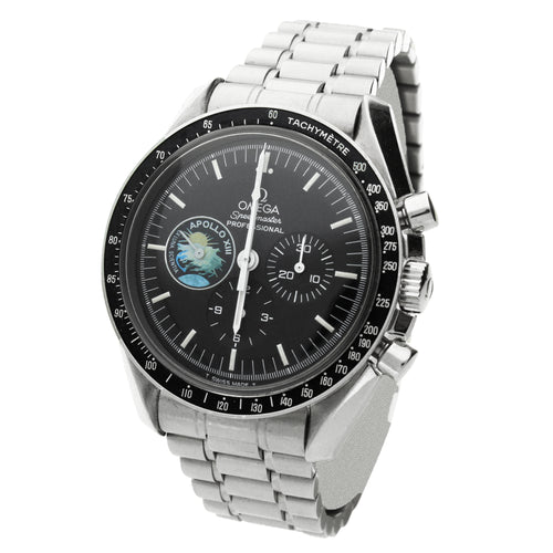 Stainless steel Speedmaster Professional 25th Anniversary 'Apollo XIII' chronograph wristwatch. Made 1995