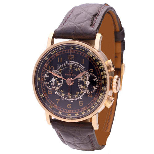 14ct rose gold chronograph 28.9 wristwatch. Made 1941