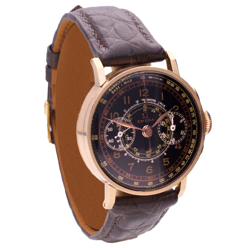 14ct rose gold chronograph 28.9 wristwatch. Made 1941