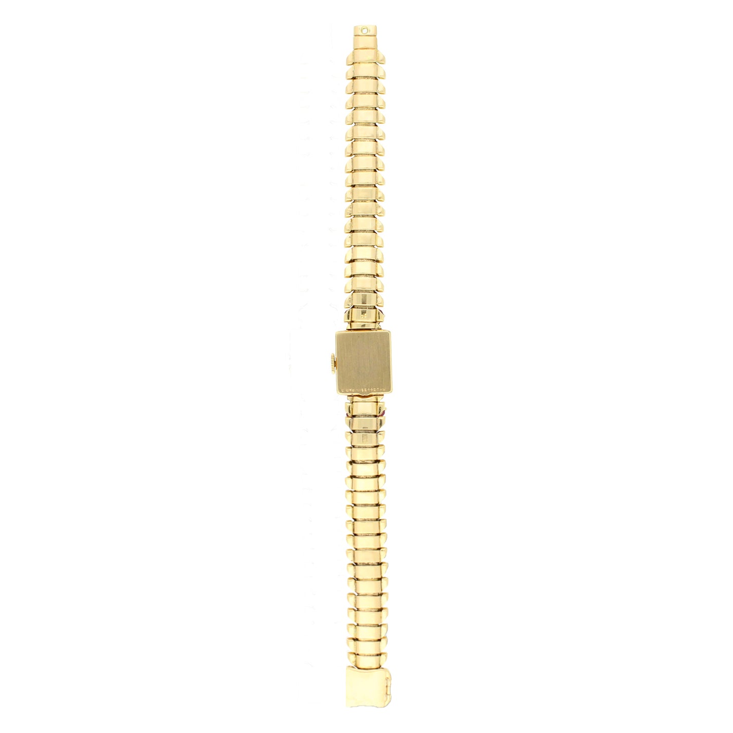 18ct rose gold, diamond and ruby set bracelet watch. Made 1940s