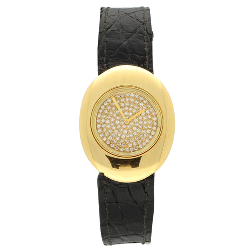 18ct yellow gold and diamond set wristwatch. Made 1960s