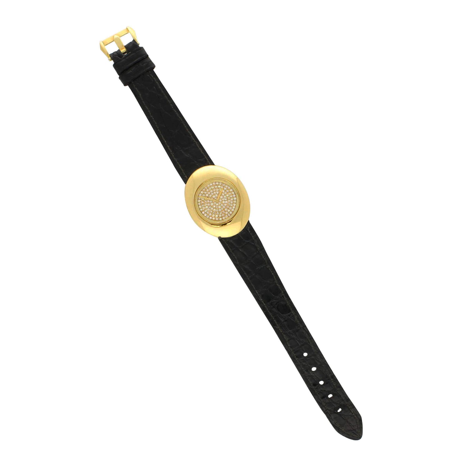 18ct yellow gold and diamond set wristwatch. Made 1960s