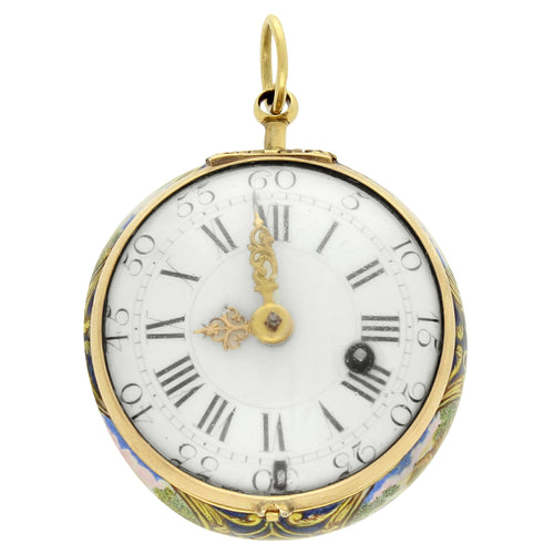 18ct yellow gold and enamel verge watch. Circa 1660