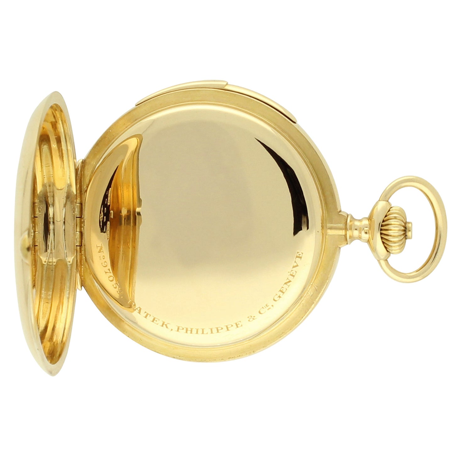18ct yellow gold Patek Philippe hunter case five minute repeating pocket watch. Made 1892