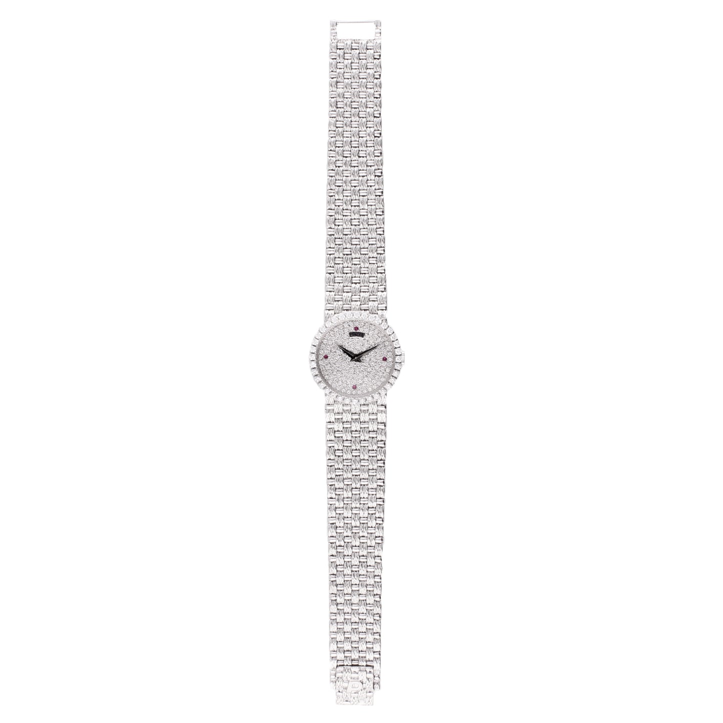 18ct white gold and diamond set Piaget, reference 9706 bracelet watch. Made 1970's