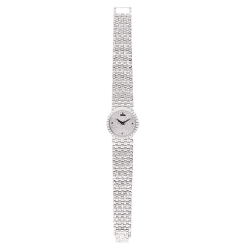 18ct white gold and diamond set Piaget, reference 9706 bracelet watch. Made 1970's