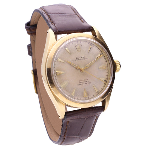 14ct yellow gold Rolex oyster perpetual 'Bubble back' wristwatch. Made 1960