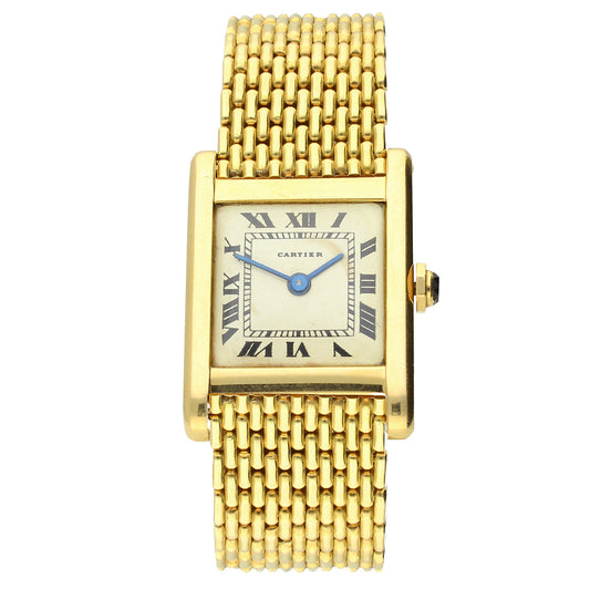 18ct yellow gold Tank Normale wristwatch. Made 1950's