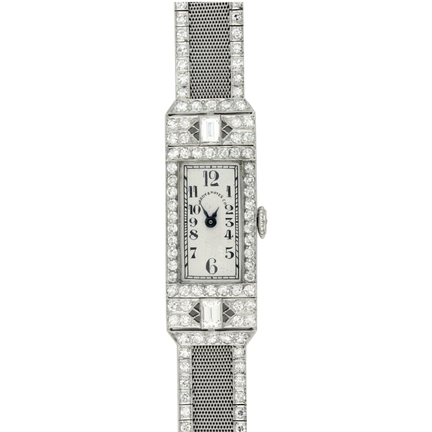 Platinum and diamond set bracelet watch. Made 1930's