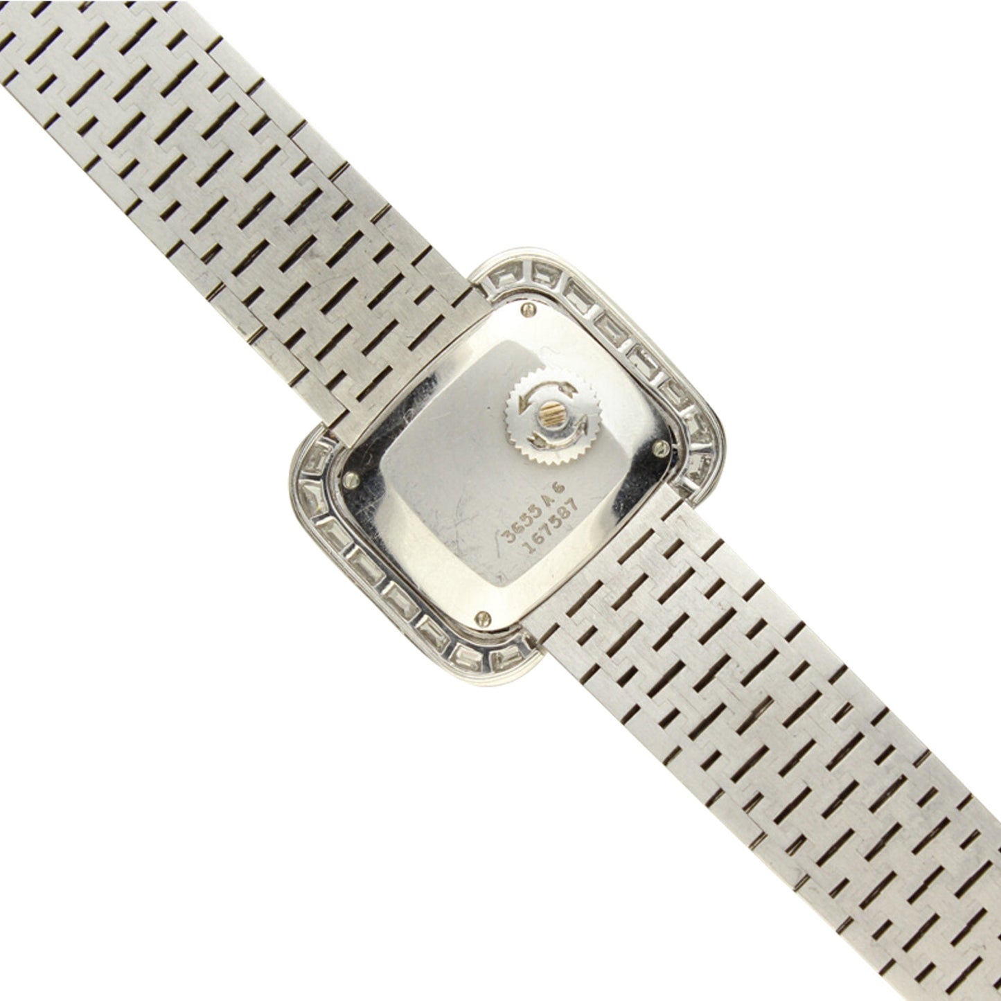 18ct white gold, diamond and sapphire set, reference 3566 bracelet watch. Made 1970's