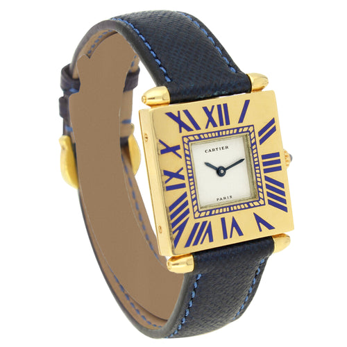 18ct yellow gold 'Quadrant' quartz wristwatch. Made 1970's