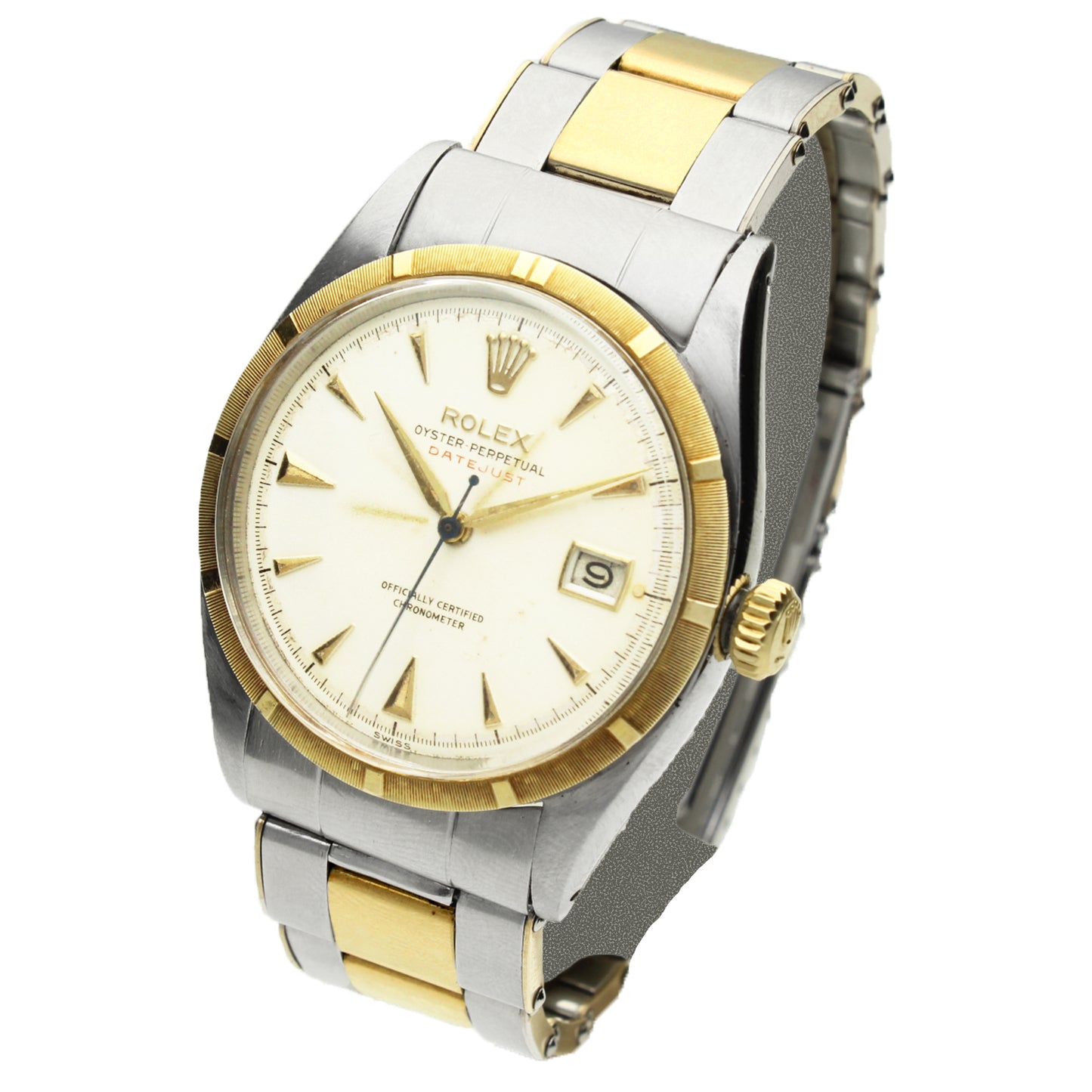 Stainless steel & 18ct yellow gold Rolex Datejust Oyster Perpetual wristwatch. Made 1950