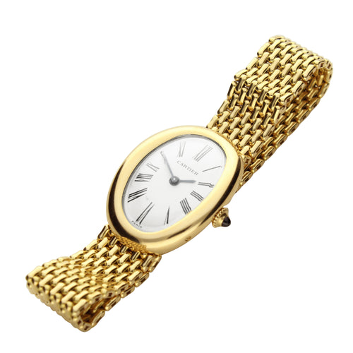 18ct yellow gold Cartier Baignoire wristwatch. Made 1960