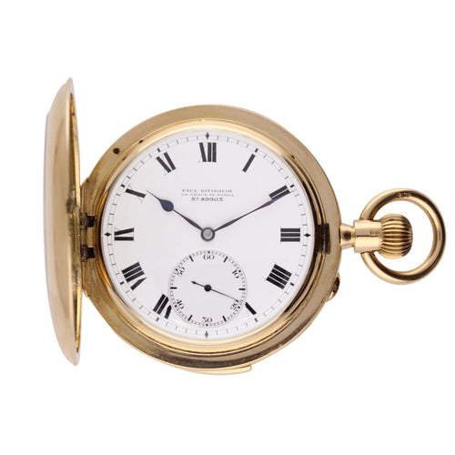 18ct yellow gold Full Hunter, minute repeating pocket watch by Paul Ditisheim. Made 1920