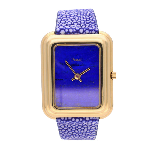 18ct yellow gold Piaget  Beta 21 reference 1401/1 wristwatch with lapis lazuli dial. Made 1972