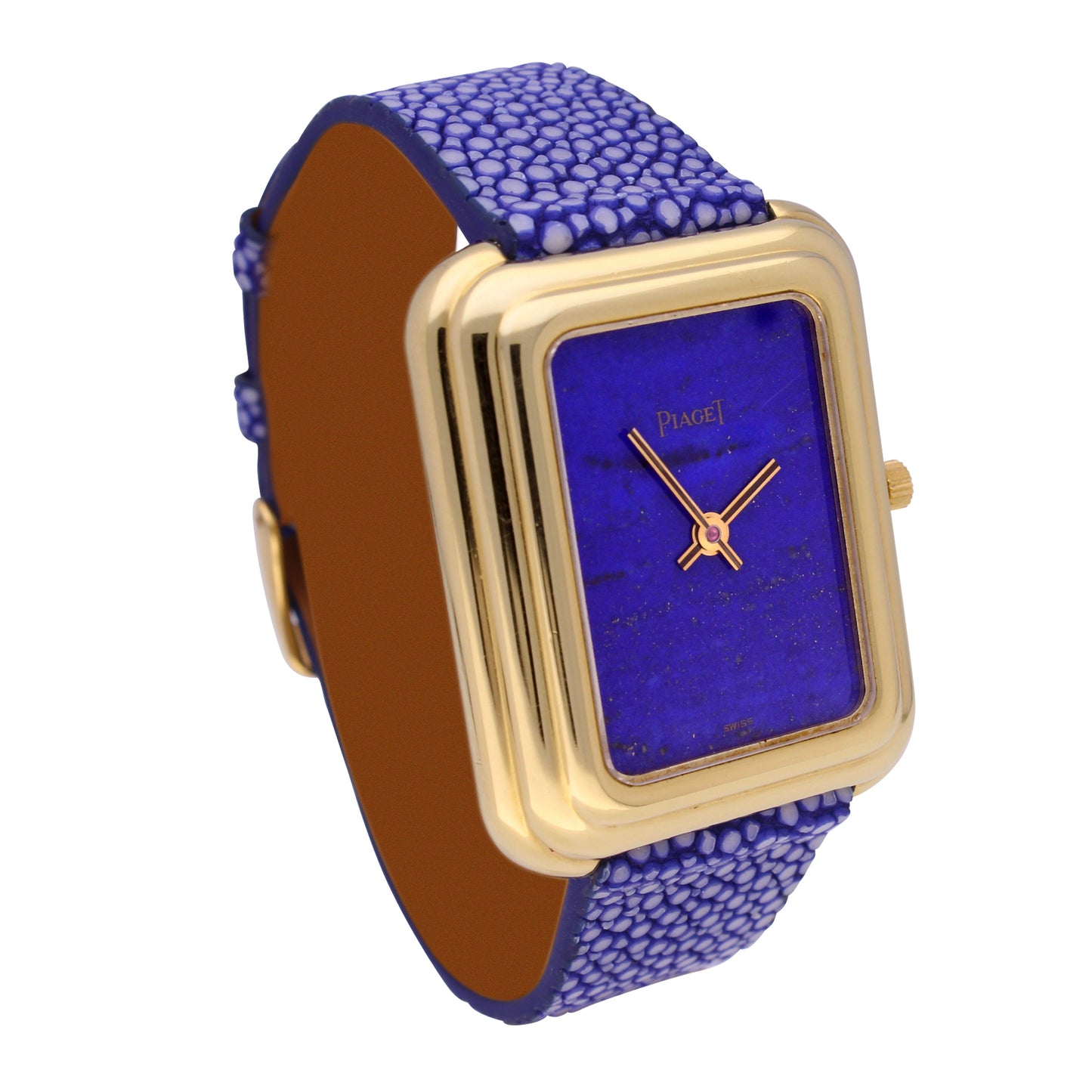 18ct yellow gold Piaget  Beta 21 reference 1401/1 wristwatch with lapis lazuli dial. Made 1972