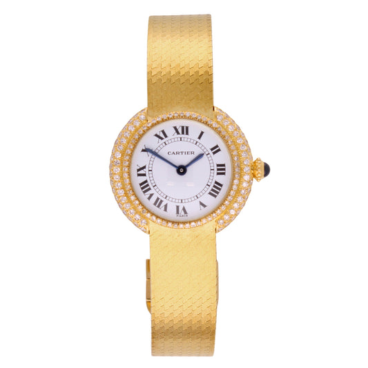 18ct yellow gold with diamond set bezel Vendôme wristwatch. Made 1980's
