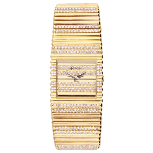 18ct yellow gold and diamond set Piaget, reference 9131 bracelet watch. Made 1988