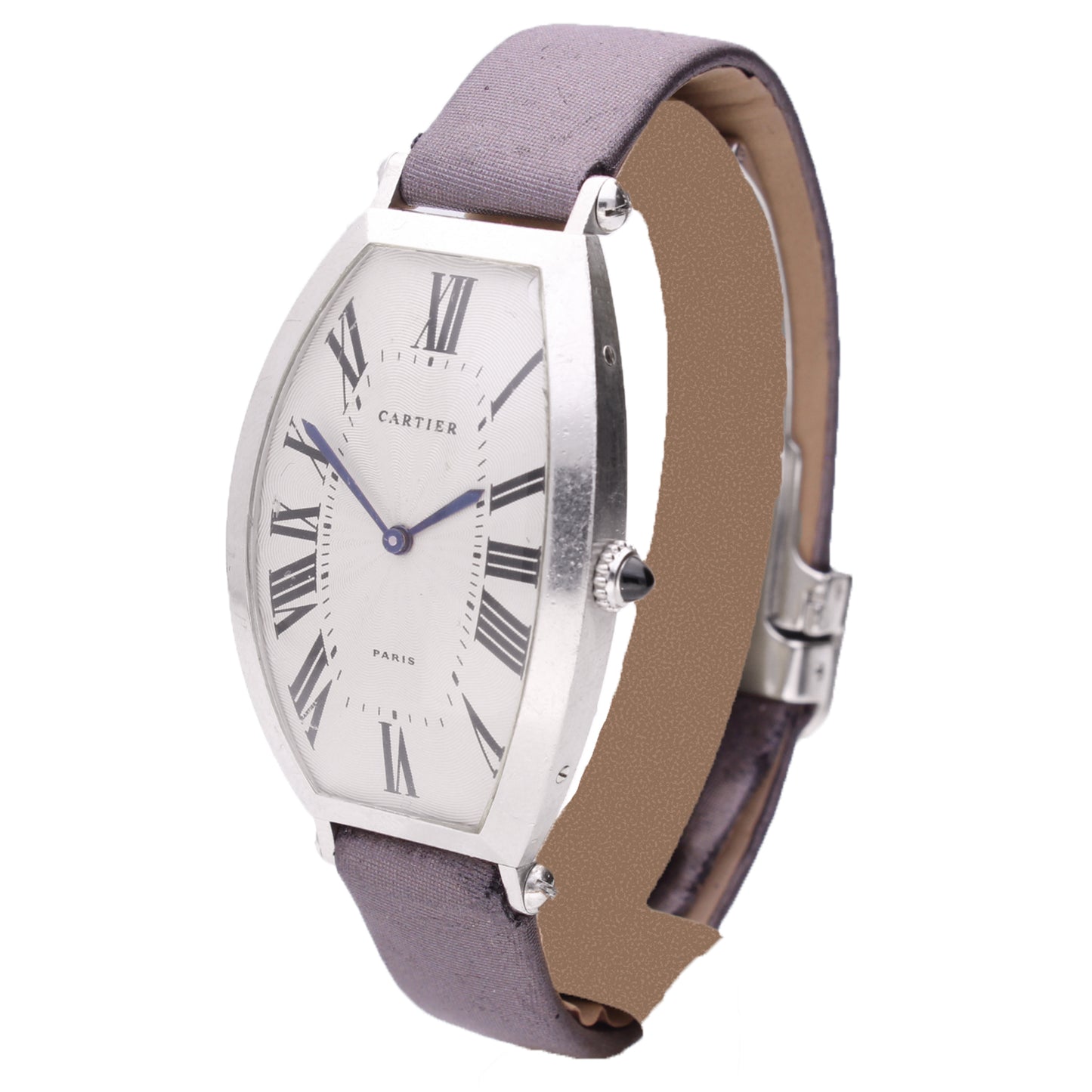Platinum Cartier "Tonneau" wristwatch. Made 1990's