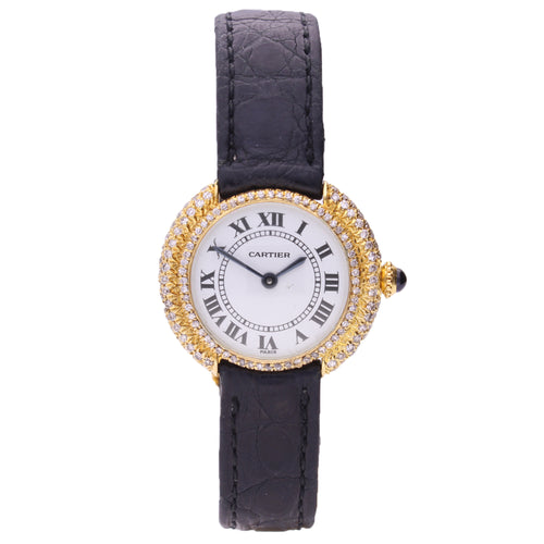 18ct yellow gold diamond set Vendôme wristwatch. Made 1980