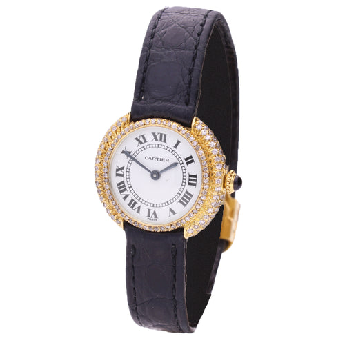 18ct yellow gold diamond set Vendôme wristwatch. Made 1980