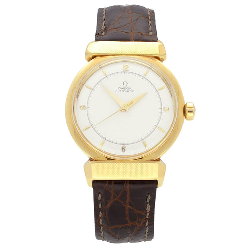 18ct yellow gold 'bumper' automatic dress wristwatch. Made 1954