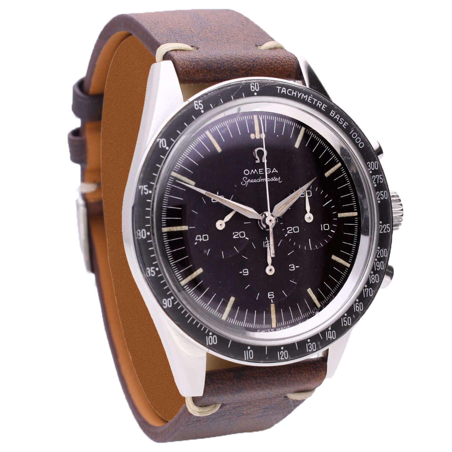Stainless steel OMEGA, reference 2998-1 Speedmaster chronograph wristwatch. Made 1960